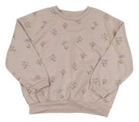 Světlerůžová mikina s kytičkami George 