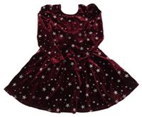 Vínové sametové šaty s hvězdičkami Shein 