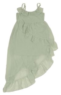 Světlezelené šifonové asymetrické šaty H&M
