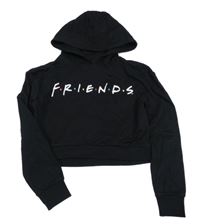 Černá crop mikina Friends s kapucí 