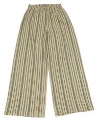 Béžovo-tmavomodré pruhované culottes kalhoty C&A