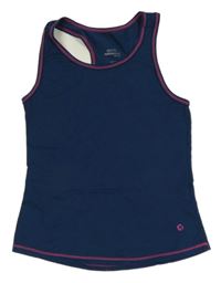 Petrolejový sportovní top s růžovými lemy Tchibo