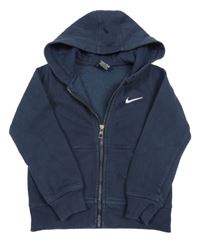 Tmavomodrá propínací mikina s logem a kapucí Nike