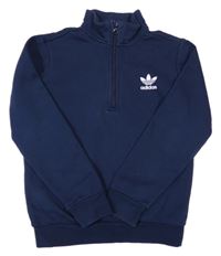Tmavomodrá mikina s logem a rolákem Adidas