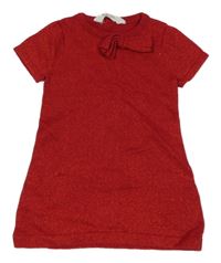 Červené pletené svetrové šaty s mašlí H&M
