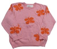 Korálový oversize svetr s motýlky H&M