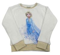 Bílo-zlatá plyšová mikina s Elsou Disney