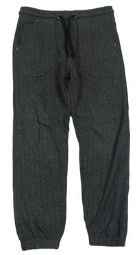Tmavošedo-černé vzorované chino teplákové kalhoty M&S