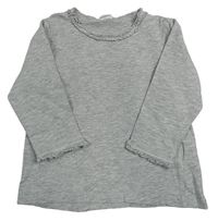Šedé melírované triko s volánky a kanýrkem H&M