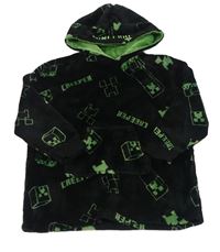 Černá plyšová mikina s Minecraft a kapsou a kapucí PRIMARK