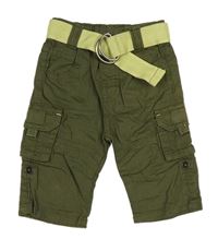 Khaki cargo plátěné rolovací kalhoty s páskem influx