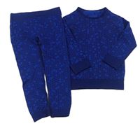 2Set - Safírovo-tmavomodro-modré vzorované thermo triko + kalhoty lupilu