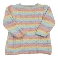 Barevný pruhovaný melírovaný žinylkový dlouhý svetr se vzorem PRIMARK