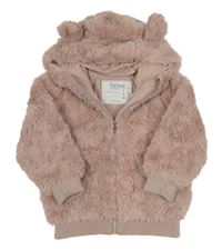 Starorůžový kožešinový podšitý bomber s kapucí s oušky Nutmeg