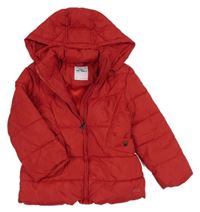 Červená prošívaná šusťáková zimní parka s odepínací kapucí mayoral