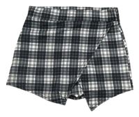 Černo-tmavošedo-bílé kostkované kraťasy se sukní Bhs