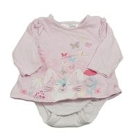 Světlerůžové triko se zajíčkem a motýlky a volánky a všitým bílým body Ergee