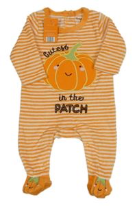 Nové - oranžovo-bílý pruhovaný sametový overal s dýní Originals