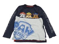 Tmavomodro-světlešedé melírované triko s PAW PATROL nickelodeon