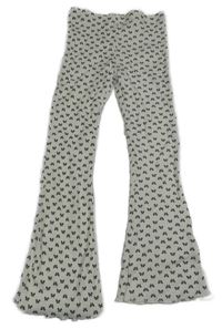 Smetanové žebrované flare kalhoty s mašličkami F&F