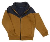 Hnědo-tmavomodro-bílá propínací mikina s nášivkou Next