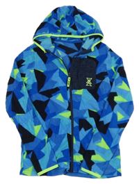 Army fleecová propínací mikina s výšivkou a kapucí St. Bernard