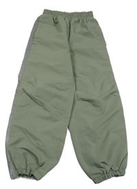 Khaki-šedé/metalické šusťákové podšité kalhoty TCM