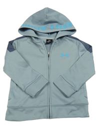 Šedo-tmavošedá thermo propínací mikina s logem a kapucí UNDER ARMOUR