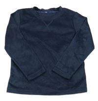 Tmavomodrá plyšová pyžamová mikina Tu