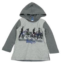 Šedo-tmavošedé melírované mikinotriko s potiskem - The Beagles a kapucí pumpkin patch