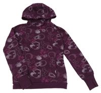 Vínová mikina s hvězdičkami a vzory a kapucí TCM