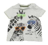 Bílé melírované tričko se zvířátky C&A