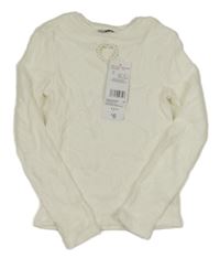 Nové - smetanové žebrované úpletové mikinotriko se srdíčkovým průstřihem a kamínky F&F