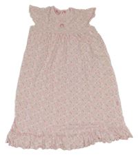 Světlerůžová noční košile s kytičkami a volánkem 