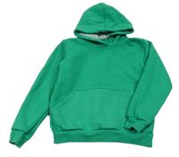 Tmavozelená teplá mikina s kapsou a kapucí