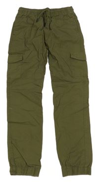 Tmavokhaki cargo cuff plátěné kalhoty Denim Co.