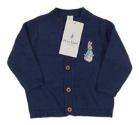 Nové - tmavomodrý propínací svetr s králíčkem - Peter Rabbit M&S