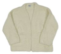 Smetanový chlupatý svetrový cardigan Tu
