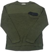 Khaki svetr s falešnou kapsou Zara