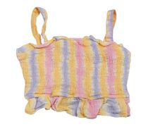 Neonově oranžovo-růžovo-lila pruhovaný žabičkový crop top Primark