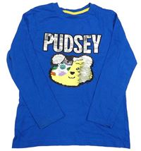 Safírové triko s Pudseym z překlápěcích flitrů George