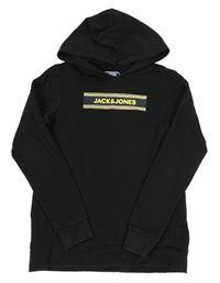 Černá mikina s potiskem a kapucí Jack & Jones