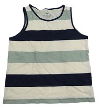 Světlebéžovo-tmavomodro-zelenošedé pruhované tílko H&M