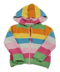 Barevný pruhovaný propínací svetr s kapucí Mothercare