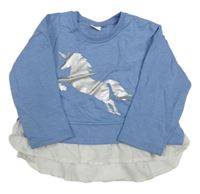 Modrá mikina s jednorožcem a halenkou Next