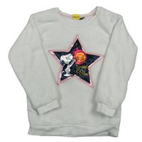 Bílá chlupatá mikina s hvězdou a Snoopym