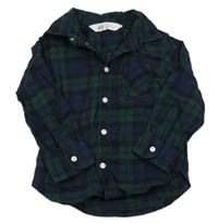 Tmavomodro-tmavozeleno-černá kostkovaná košile H&M