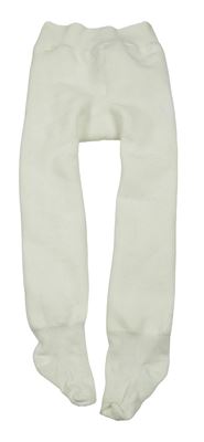 Bílé žebrované zateplené punčocháče