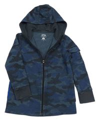 Tmavomodrá army propínací mikina s kapucí F&F