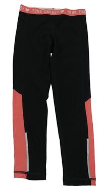 Černo-korálové sportovní funkční legíny Crivit